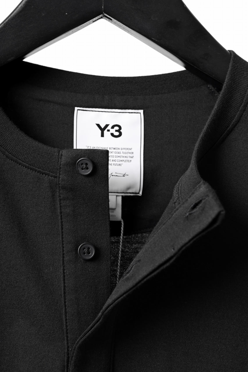 Y-3 Yohji Yamamoto HENLEY NECK LS TOPS / BCI JERSEY (BLACK) - Image 8