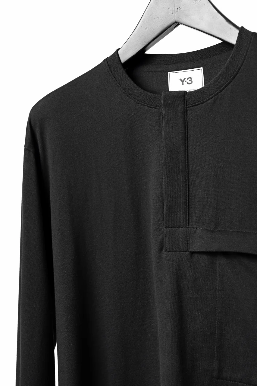 Y-3 Yohji Yamamoto HENLEY NECK LS TOPS / BCI JERSEY (BLACK) - Image 9