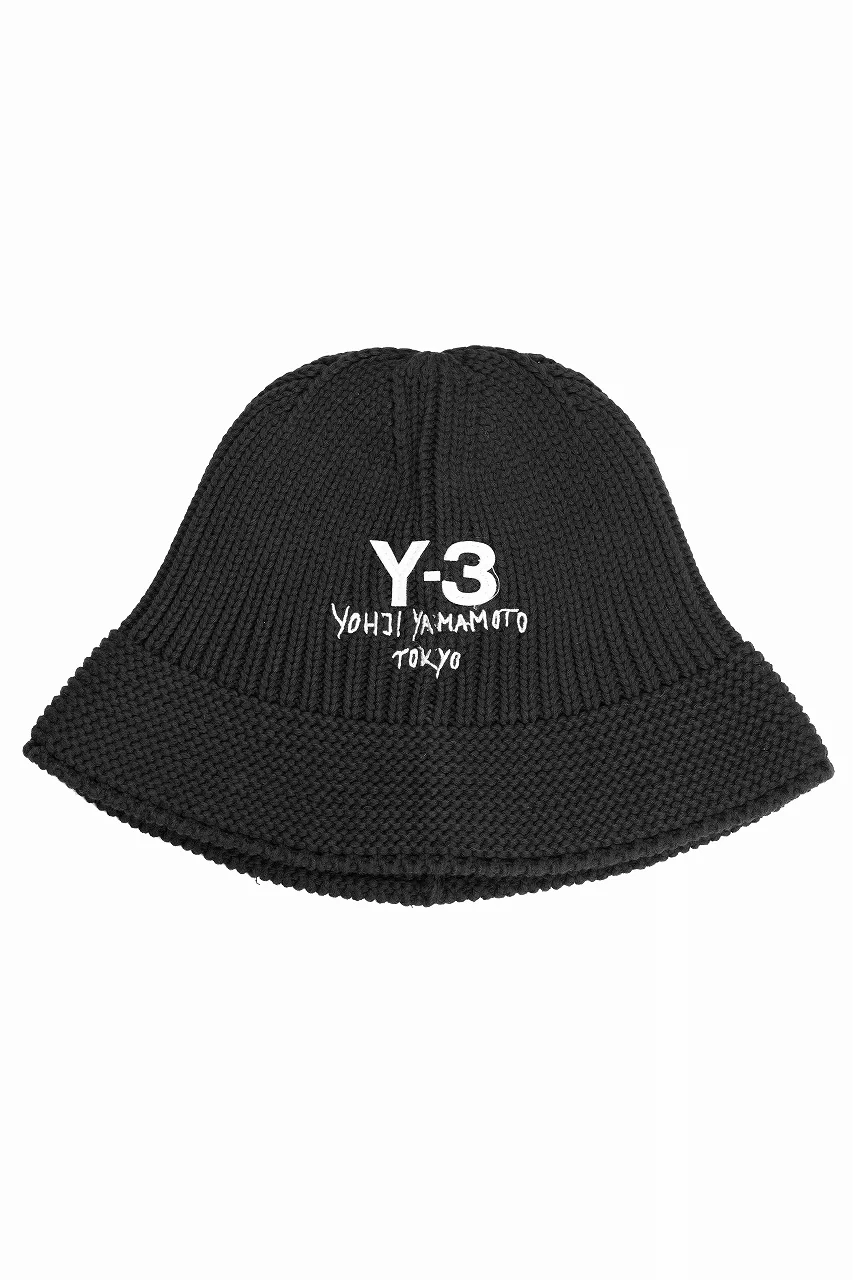 Y-3 Yohji Yamamoto HERITAGE KNIT BUCKET HAT (BLACK)