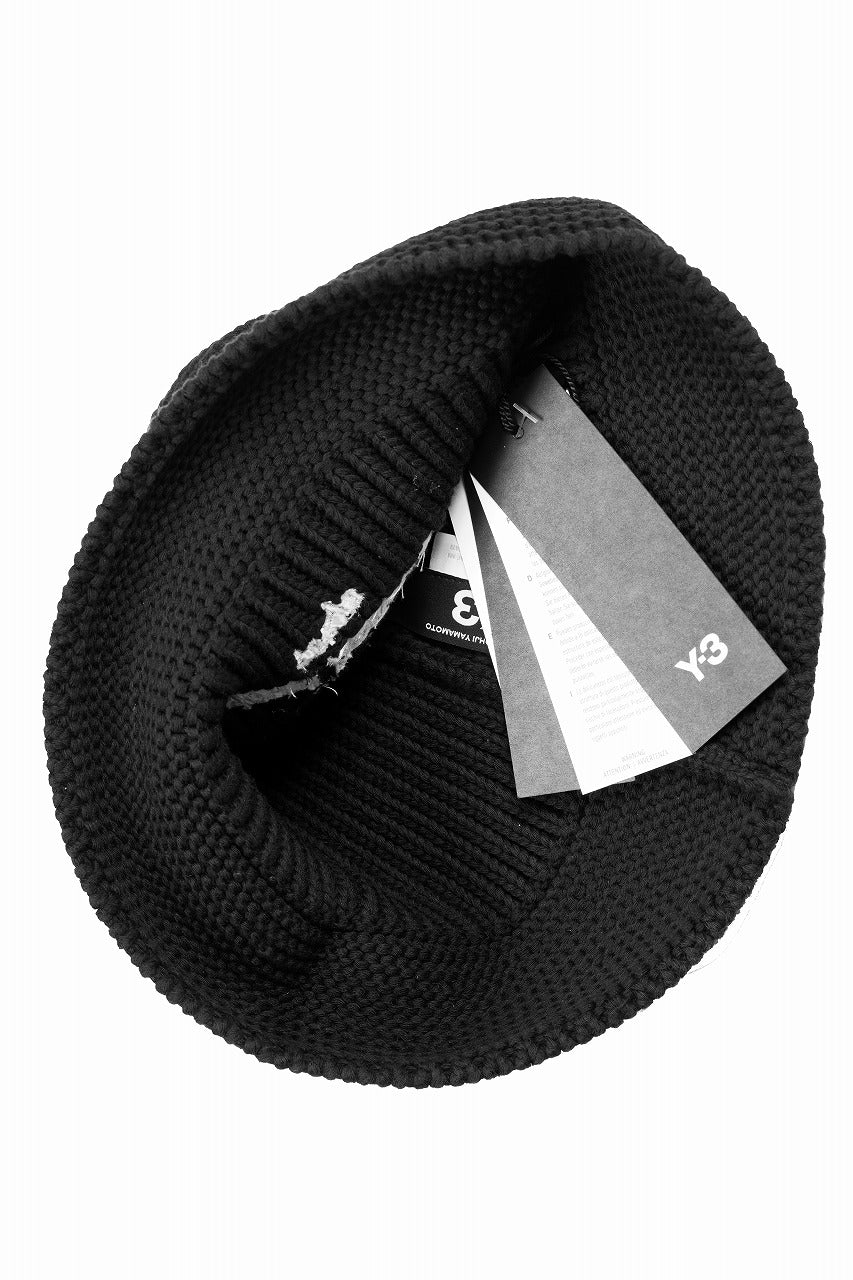 Y-3 Yohji Yamamoto HERITAGE KNIT BUCKET HAT (BLACK) - Image 5