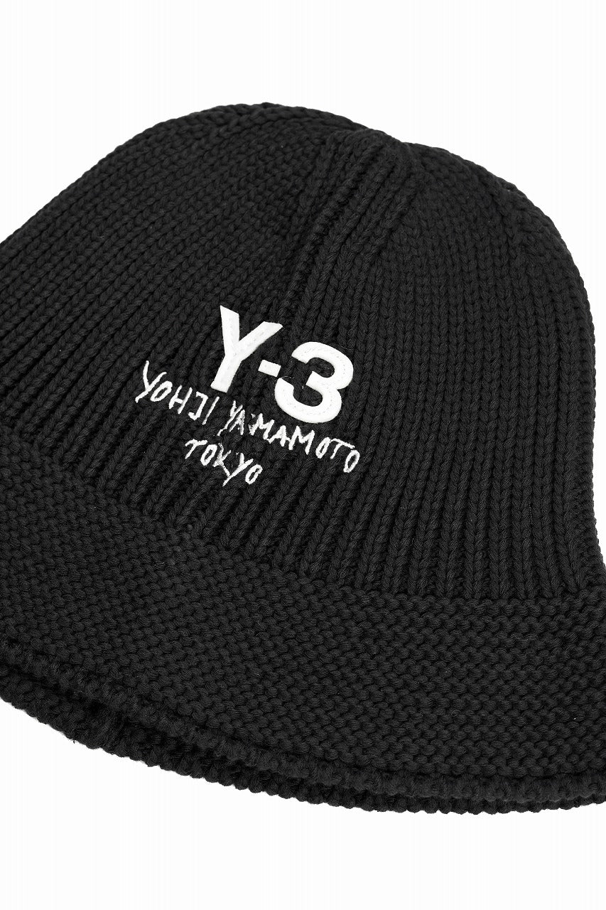 Y-3 Yohji Yamamoto HERITAGE KNIT BUCKET HAT (BLACK) - Image 7