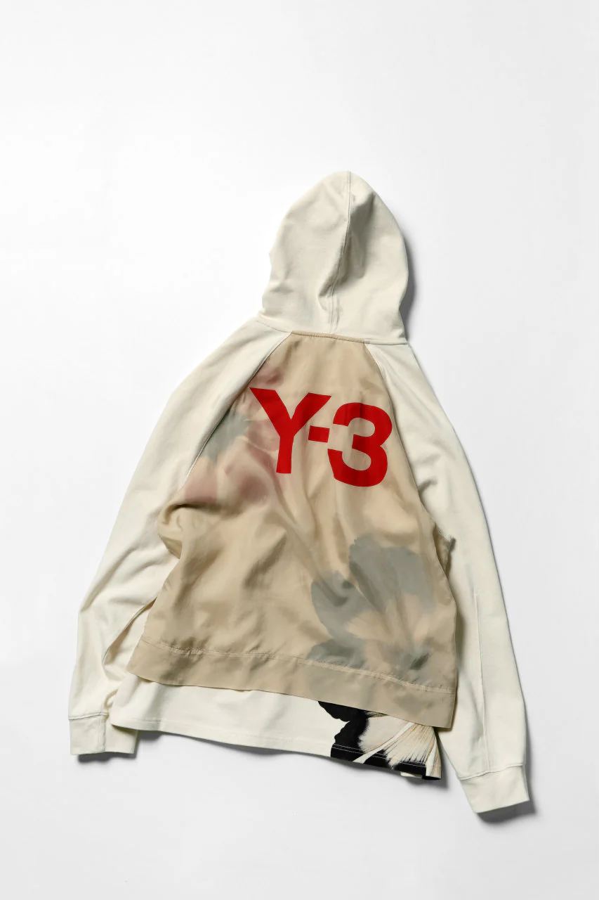 Y-3 Yohji Yamamoto LAYERED BACK LOGO HOODIE / FRENCH TERRY (MULTI BEIGE) - Image 2