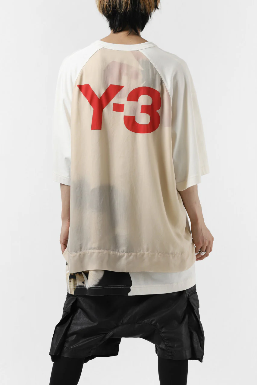 Y-3 Yohji Yamamoto LAYERED BACK LOGO TOPS / COTTON JERSEY (MULTI BEIGE) - Image 2