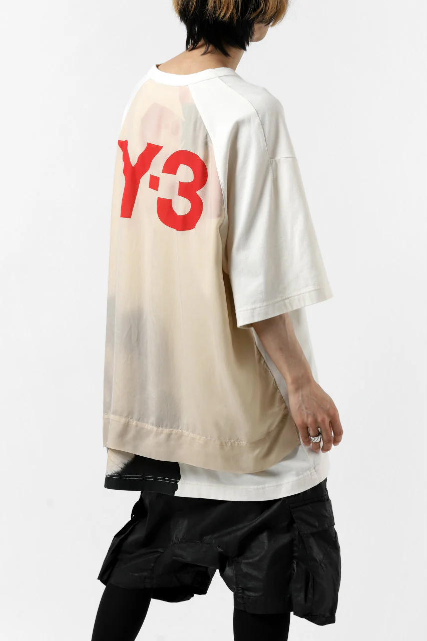 Y-3 Yohji Yamamoto LAYERED BACK LOGO TOPS / COTTON JERSEY (MULTI BEIGE) - Image 4