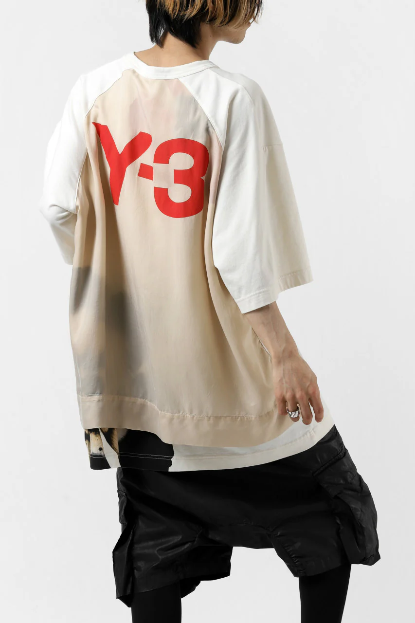 Y-3 Yohji Yamamoto LAYERED BACK LOGO TOPS / COTTON JERSEY (MULTI BEIGE) - Image 6