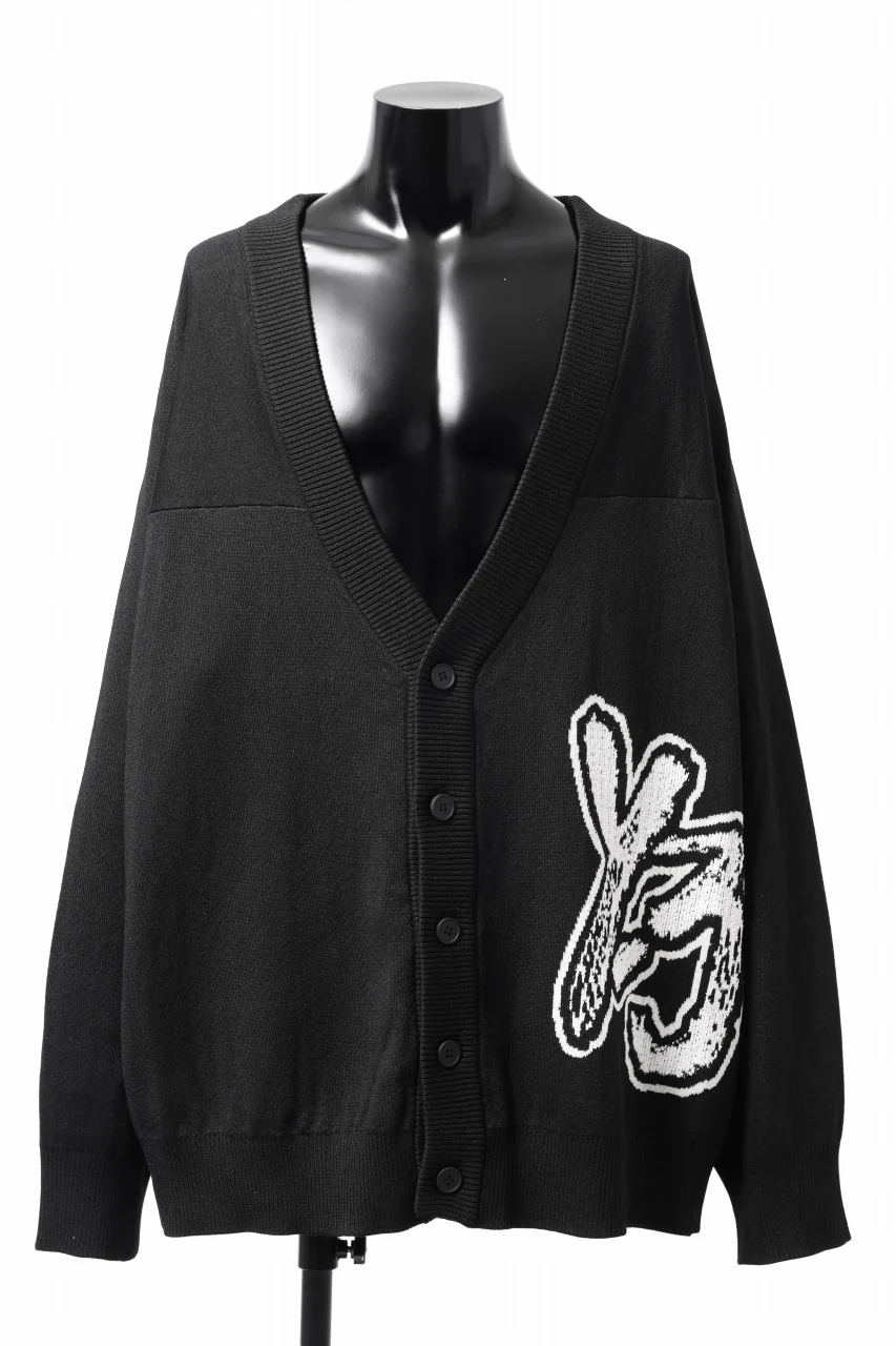 Y-3 Yohji Yamamoto LOGO INTARSIA KNIT CARDIGAN / ETHICAL FABRIC (BLACK)
