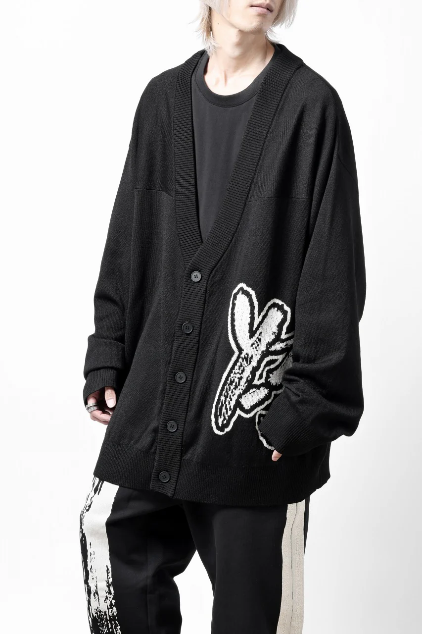 Y-3 Yohji Yamamoto LOGO INTARSIA KNIT CARDIGAN / ETHICAL FABRIC (BLACK) - Image 20