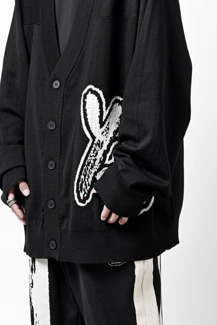 Y-3 Yohji Yamamoto LOGO INTARSIA KNIT CARDIGAN / ETHICAL FABRIC (BLACK) - Image 29