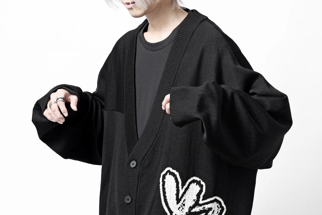 Y-3 Yohji Yamamoto LOGO INTARSIA KNIT CARDIGAN / ETHICAL FABRIC (BLACK) - Image 33