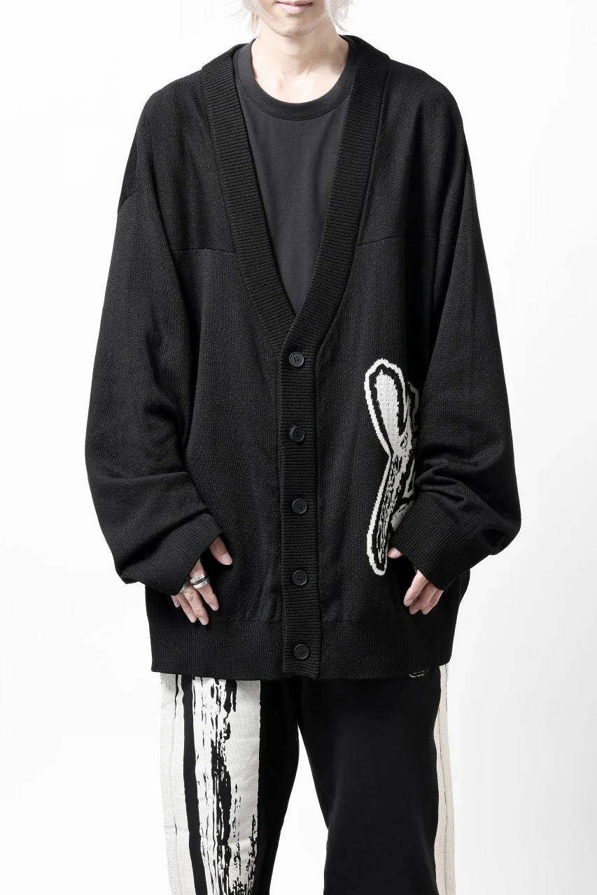 Y-3 Yohji Yamamoto LOGO INTARSIA KNIT CARDIGAN / ETHICAL FABRIC (BLACK) - Image 4