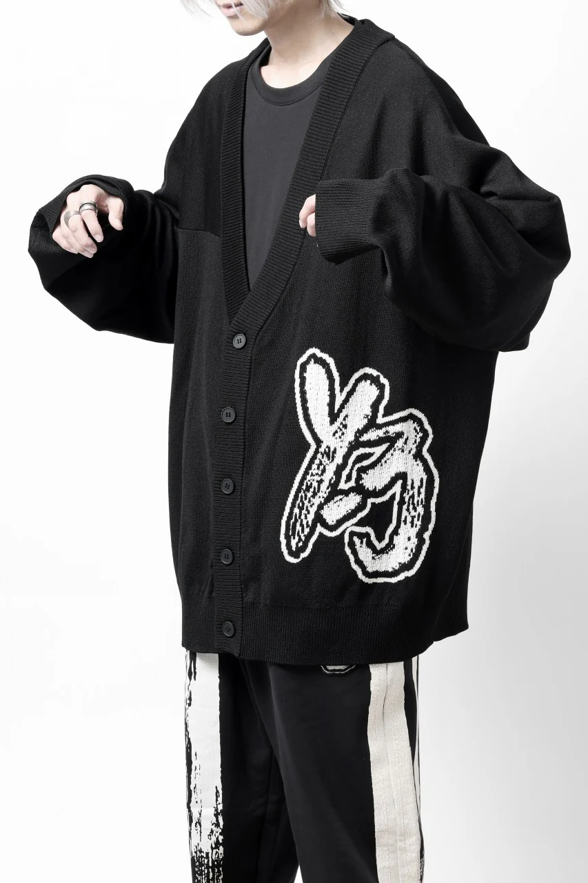 Y-3 Yohji Yamamoto LOGO INTARSIA KNIT CARDIGAN / ETHICAL FABRIC (BLACK) - Image 5