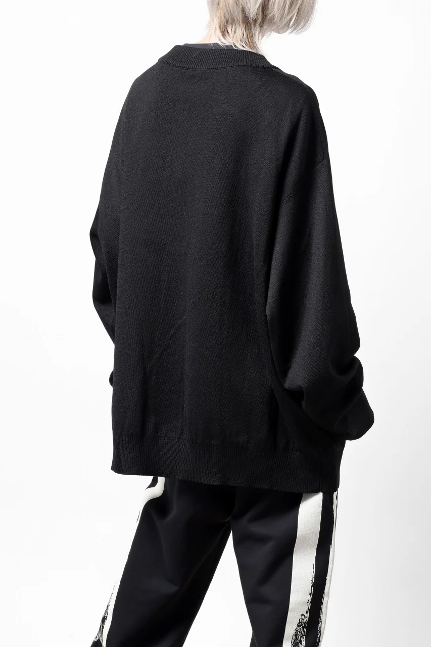 Y-3 Yohji Yamamoto LOGO INTARSIA KNIT CARDIGAN / ETHICAL FABRIC (BLACK) - Image 6