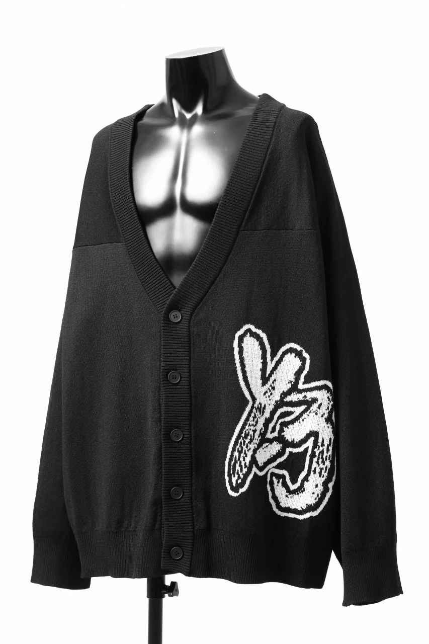 Y-3 Yohji Yamamoto LOGO INTARSIA KNIT CARDIGAN / ETHICAL FABRIC (BLACK) - Image 7