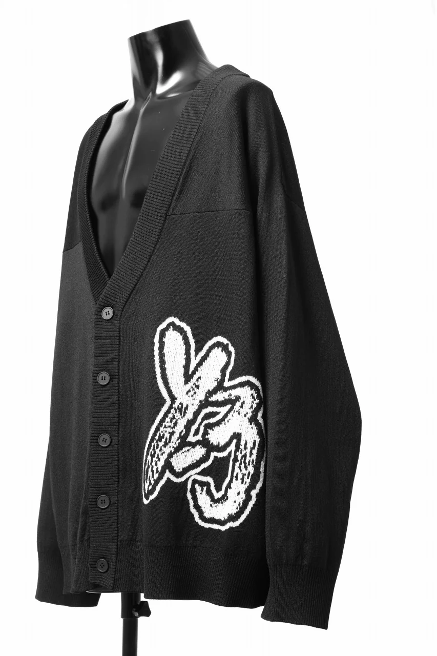 Y-3 Yohji Yamamoto LOGO INTARSIA KNIT CARDIGAN / ETHICAL FABRIC (BLACK) - Image 8