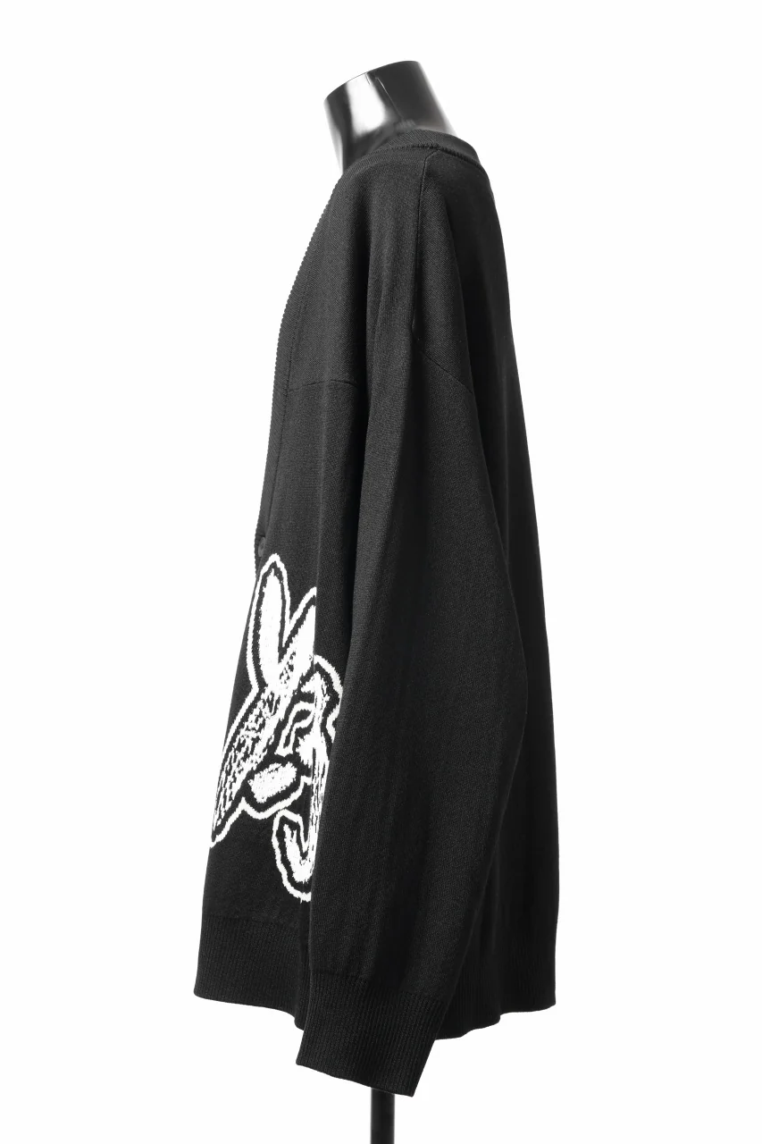 Y-3 Yohji Yamamoto LOGO INTARSIA KNIT CARDIGAN / ETHICAL FABRIC (BLACK) - Image 9