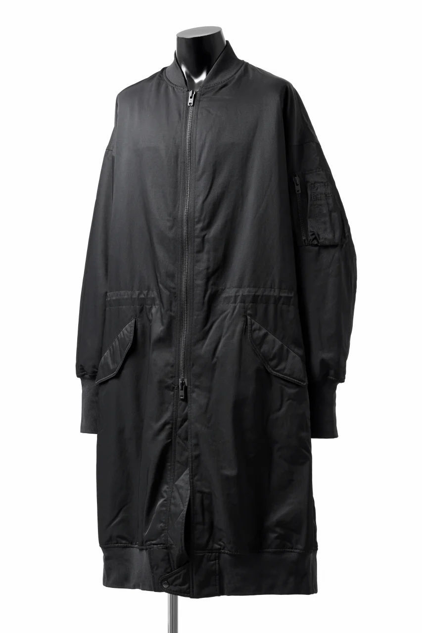 Y-3 Yohji Yamamoto LONG BOMBER PARKA COAT (BLACK) - Image 2