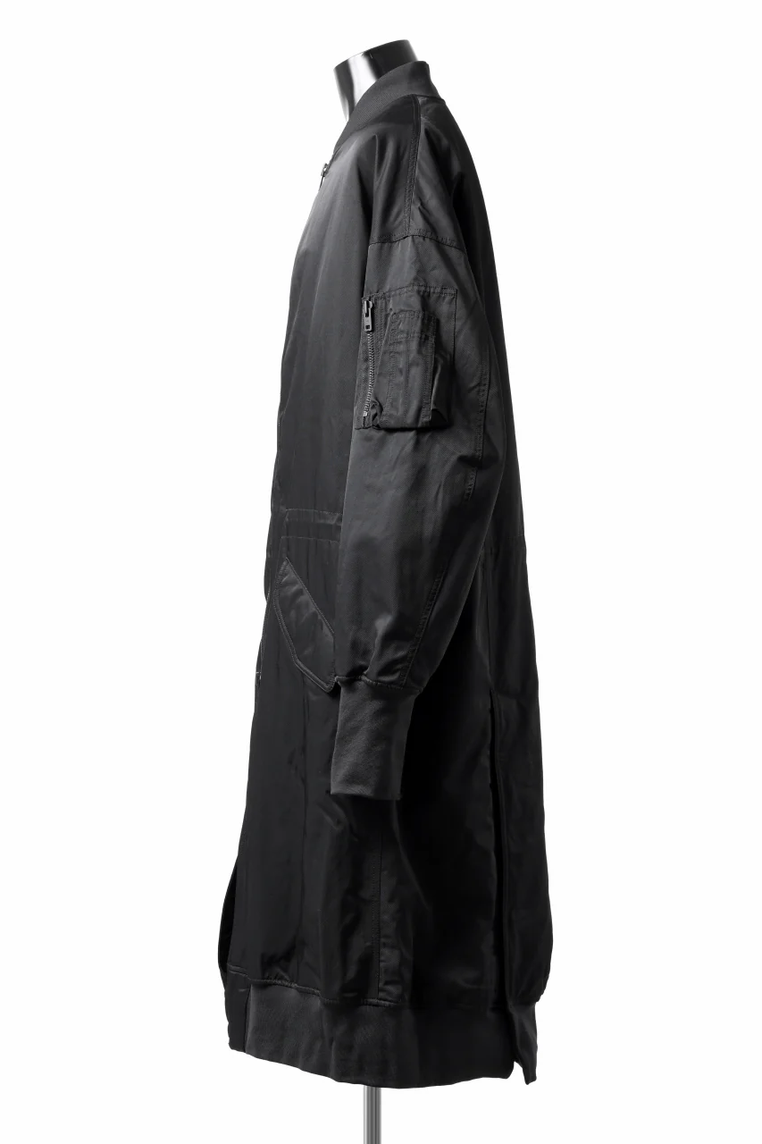 Y-3 Yohji Yamamoto LONG BOMBER PARKA COAT (BLACK) - Image 3