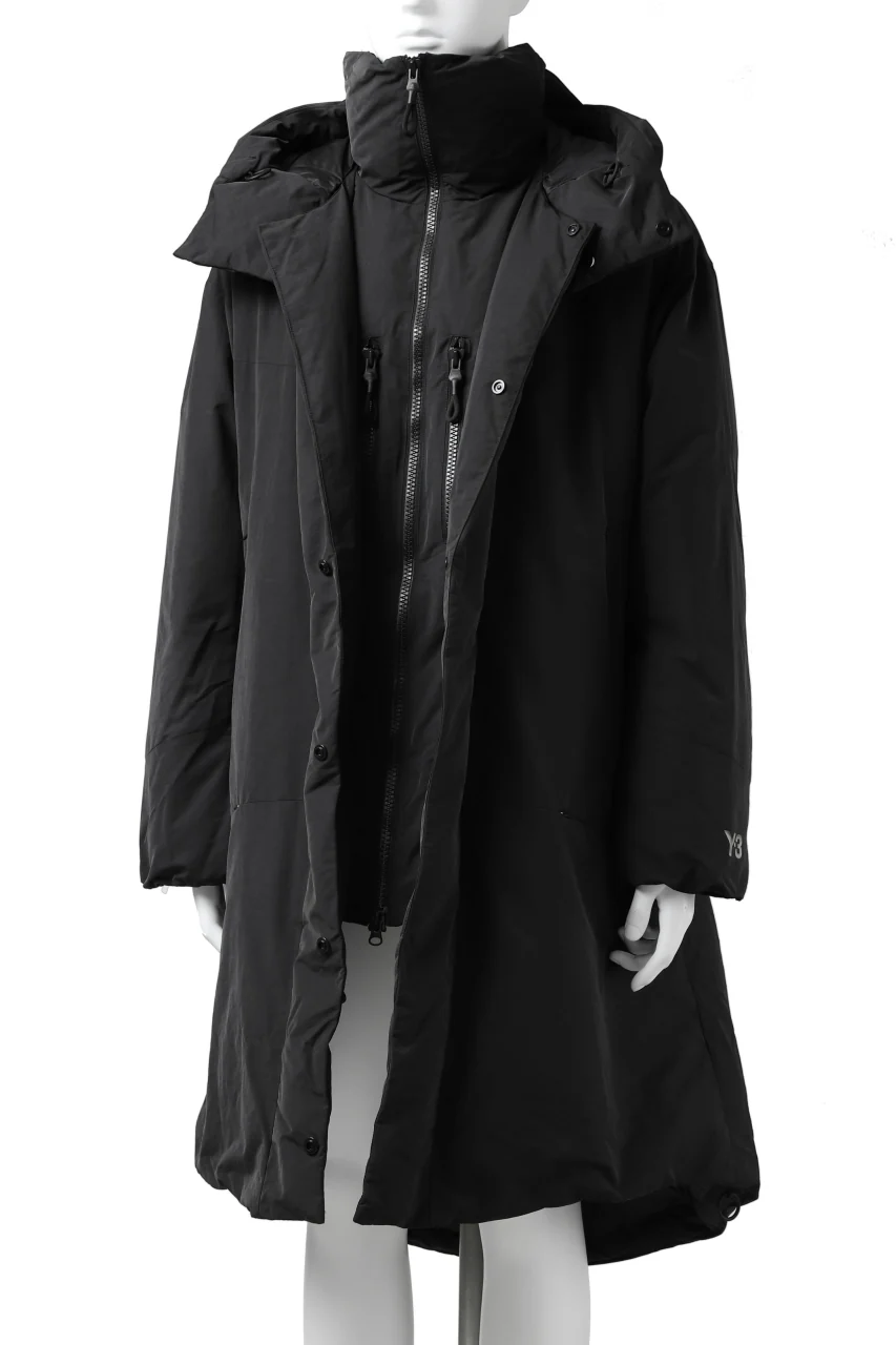 Y-3 Yohji Yamamoto M CH2 DOWN COAT  / SUEDED POLY (BLACK) - Image 13