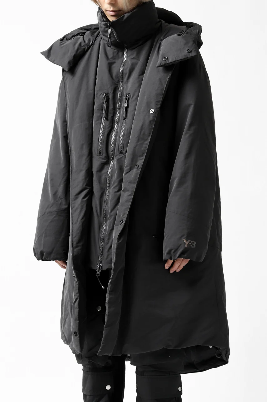 Y-3 Yohji Yamamoto M CH2 DOWN COAT  / SUEDED POLY (BLACK) - Image 44