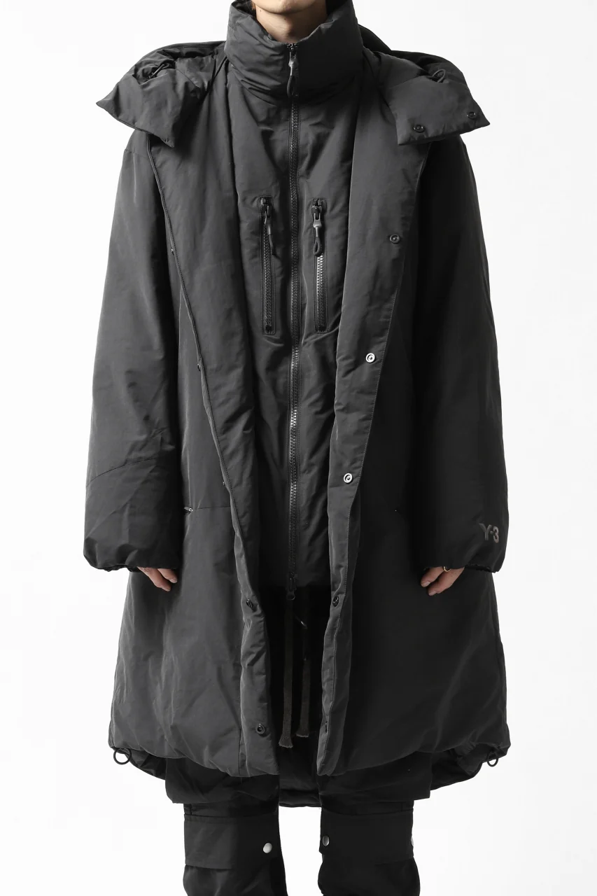 Y-3 Yohji Yamamoto M CH2 DOWN COAT  / SUEDED POLY (BLACK) - Image 45