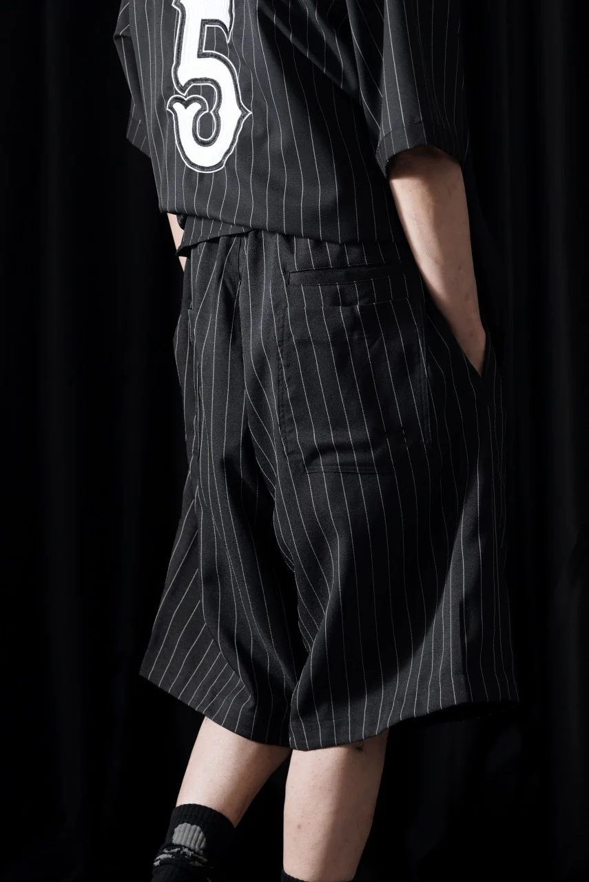 Y-3 Yohji Yamamoto PINSTRIPE SPORT UNIFORM SHORT TROUSERS (BLACK) - Image 11