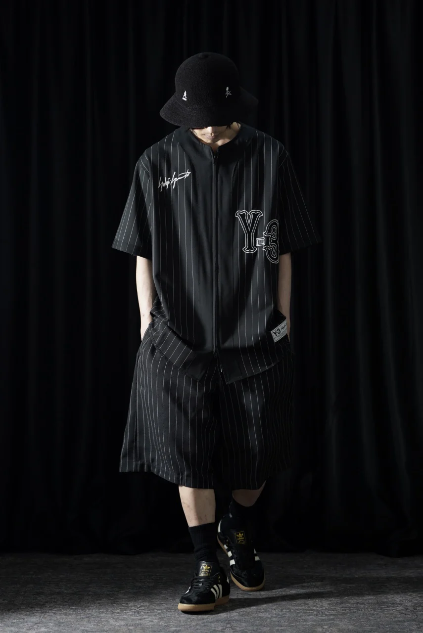 Y-3 Yohji Yamamoto PINSTRIPE SPORT UNIFORM SHORT TROUSERS (BLACK) - Image 12