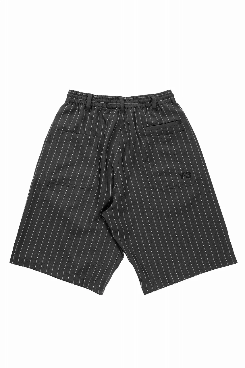 Y-3 Yohji Yamamoto PINSTRIPE SPORT UNIFORM SHORT TROUSERS (BLACK) - Image 4