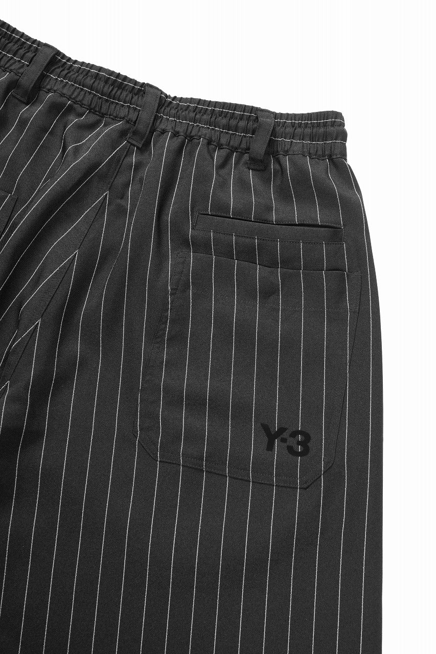 Y-3 Yohji Yamamoto PINSTRIPE SPORT UNIFORM SHORT TROUSERS (BLACK) - Image 7
