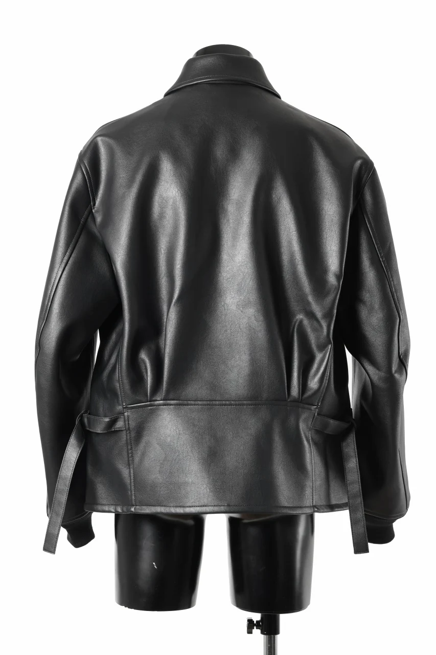 Y-3 Yohji Yamamoto PLEATHER CLASSIC JACKET (BLACK) - Image 4
