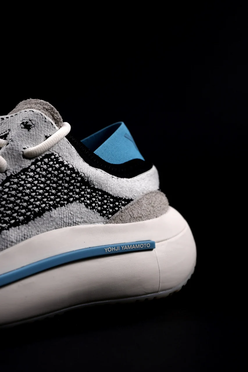 Y-3 Yohji Yamamoto QISAN KNIT SNEAKERS (Off White + Grey + Water Blue) - Image 16