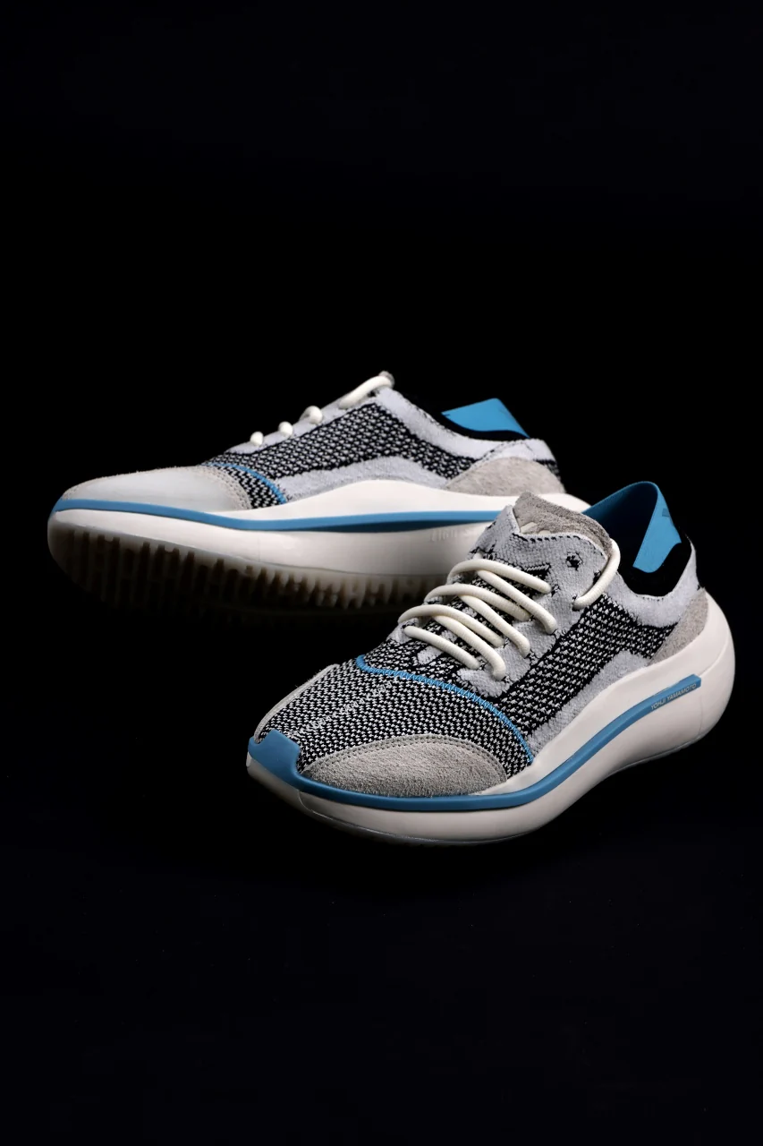 Y-3 Yohji Yamamoto QISAN KNIT SNEAKERS (Off White + Grey + Water Blue) - Image 8