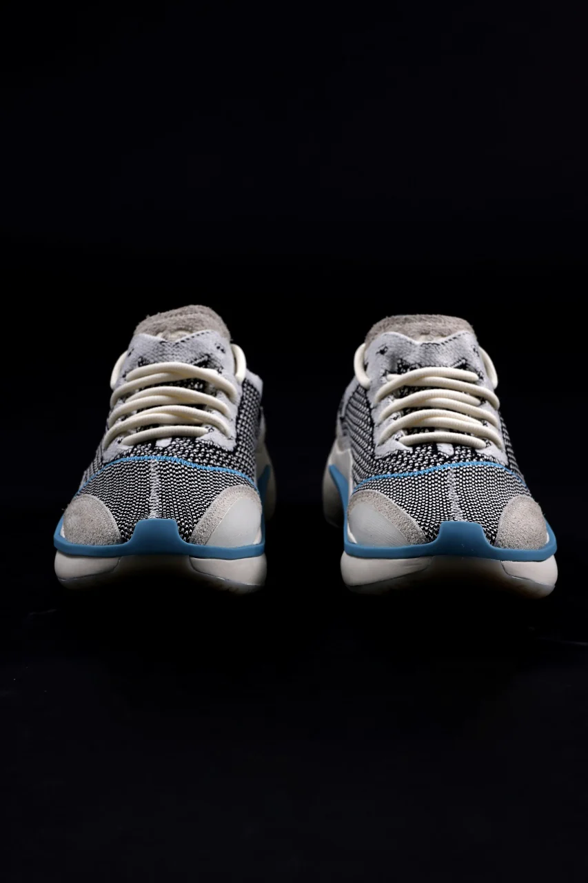 Y-3 Yohji Yamamoto QISAN KNIT SNEAKERS (Off White + Grey + Water Blue) - Image 9