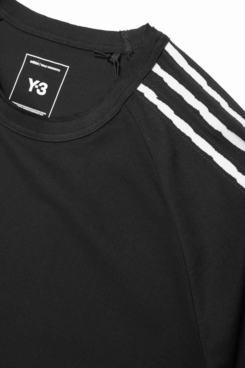 Y-3 Yohji Yamamoto RAW EDGE 3 STRIPES SHORT SLEEVE TEE (BLACK) - Image 5
