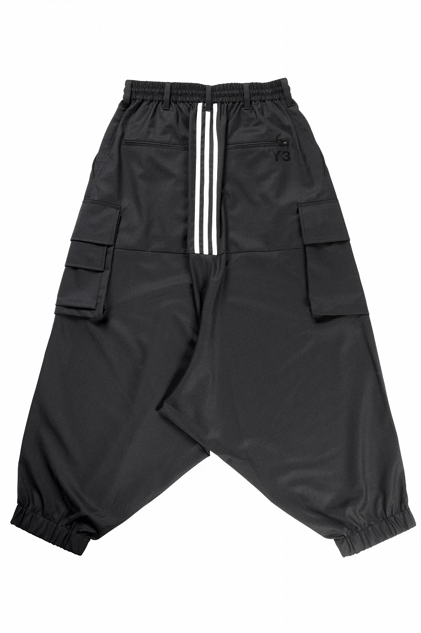 Y-3 Yohji Yamamoto REFINED WOOL SARROUEL CARGO PANTS (BLACK)