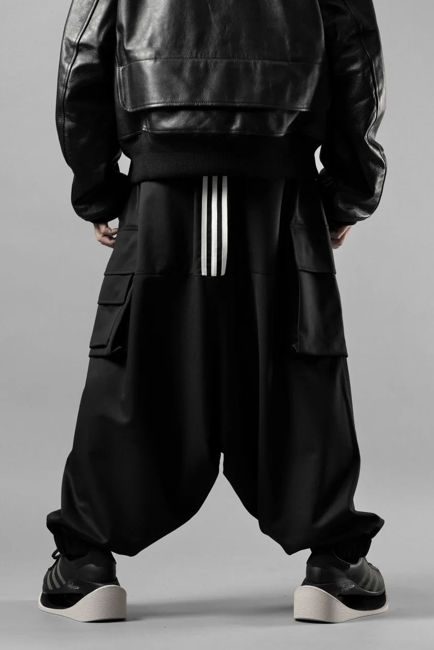 Y-3 Yohji Yamamoto REFINED WOOL SARROUEL CARGO PANTS (BLACK) - Image 13