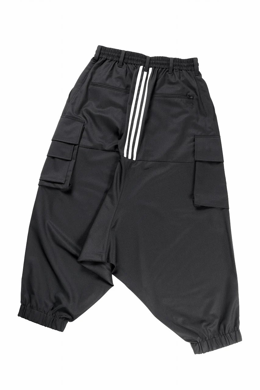 Y-3 Yohji Yamamoto REFINED WOOL SARROUEL CARGO PANTS (BLACK) - Image 3