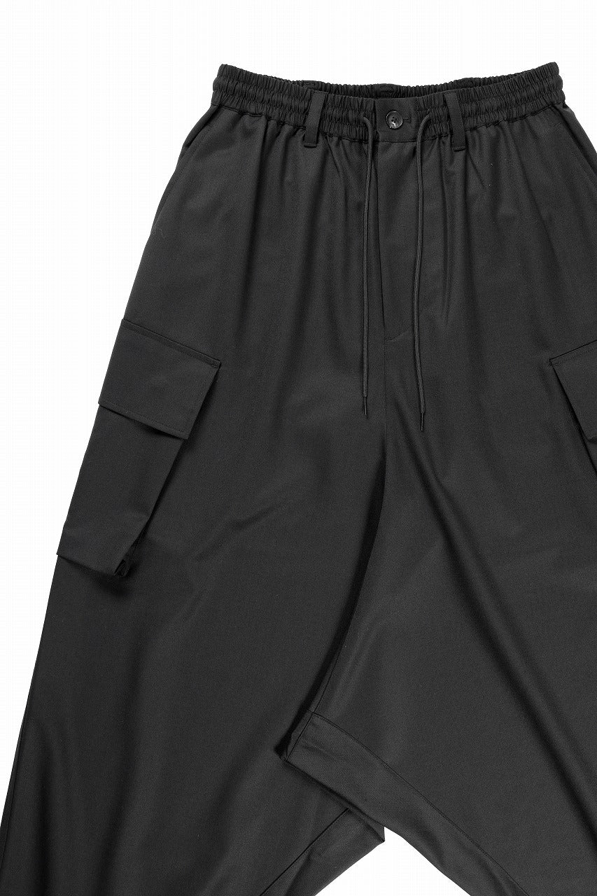 Y-3 Yohji Yamamoto REFINED WOOL SARROUEL CARGO PANTS (BLACK) - Image 4