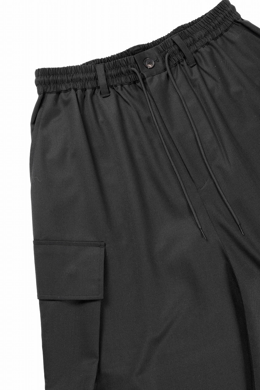 Y-3 Yohji Yamamoto REFINED WOOL SARROUEL CARGO PANTS (BLACK) - Image 6