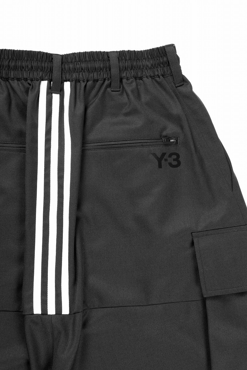 Y-3 Yohji Yamamoto REFINED WOOL SARROUEL CARGO PANTS (BLACK) - Image 9