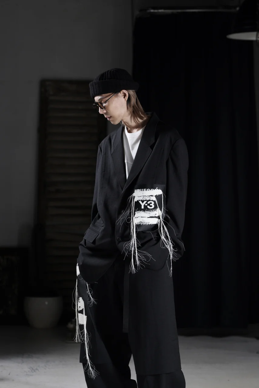 Y-3 Yohji Yamamoto SPORTS UNIFORM PATCH BLAZER (BLACK) - Image 24