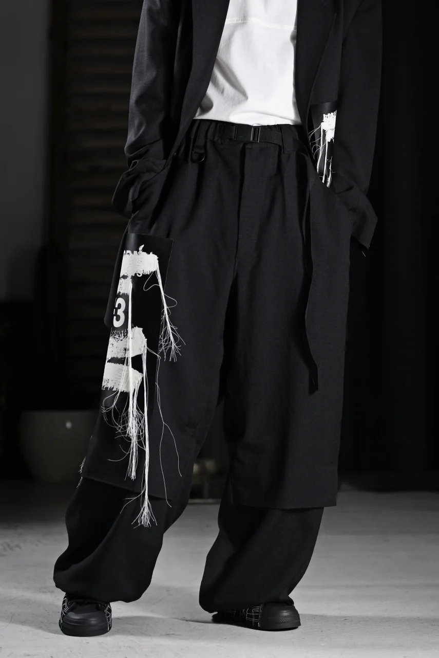 Y-3 Yohji Yamamoto SPORTS UNIFORM PATCH PANTS (BLACK) - Image 23
