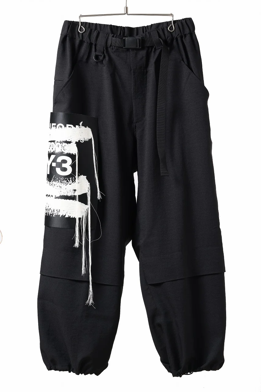Y-3 Yohji Yamamoto SPORTS UNIFORM PATCH PANTS (BLACK) - Image 9