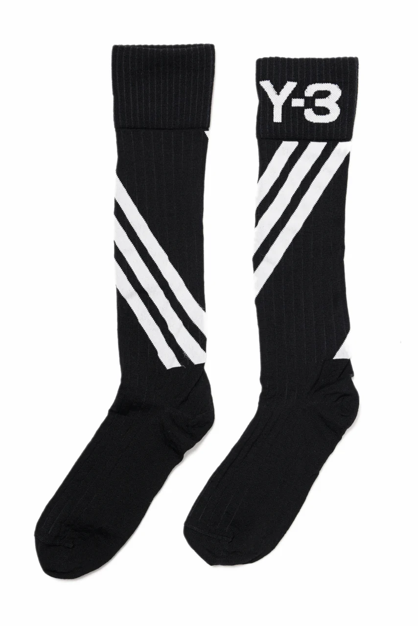 Y-3 Yohji Yamamoto STRIPE SOCKS (BLACK x CORE WHITE) - Image 2
