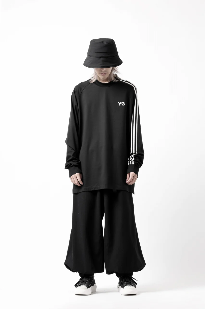 Y-3 Yohji Yamamoto THREE STRIPES LONG SLEEVE TOP (BLACK) - Image 10