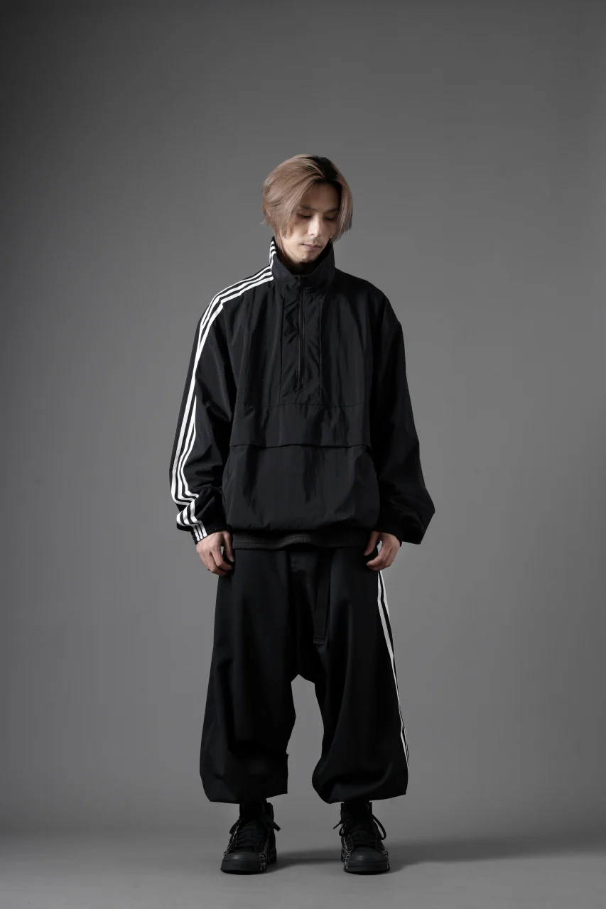 Y-3 Yohji Yamamoto THREE STRIPES NYLON HALF ZIP BLOUSON (BLACK) - Image 18