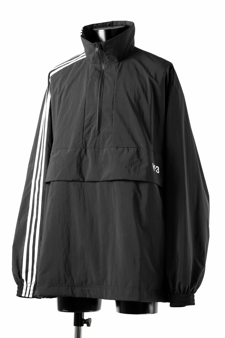Y-3 Yohji Yamamoto THREE STRIPES NYLON HALF ZIP BLOUSON (BLACK) - Image 3