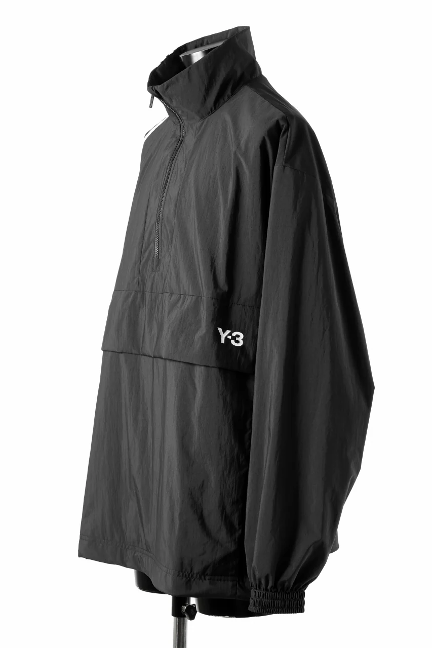 Y-3 Yohji Yamamoto THREE STRIPES NYLON HALF ZIP BLOUSON (BLACK) - Image 4