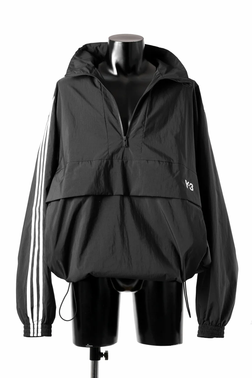 Y-3 Yohji Yamamoto THREE STRIPES NYLON HALF ZIP BLOUSON (BLACK) - Image 9