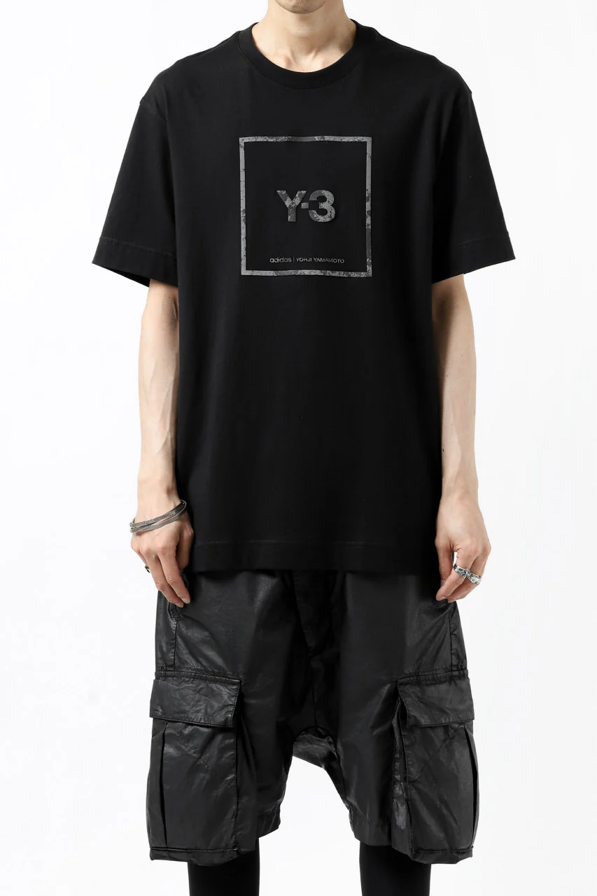 Y-3 Yohji Yamamoto U SQUARE LABEL GRAPHIC SS TEE / REFLECTION LOGO (BLACK) - Image 3