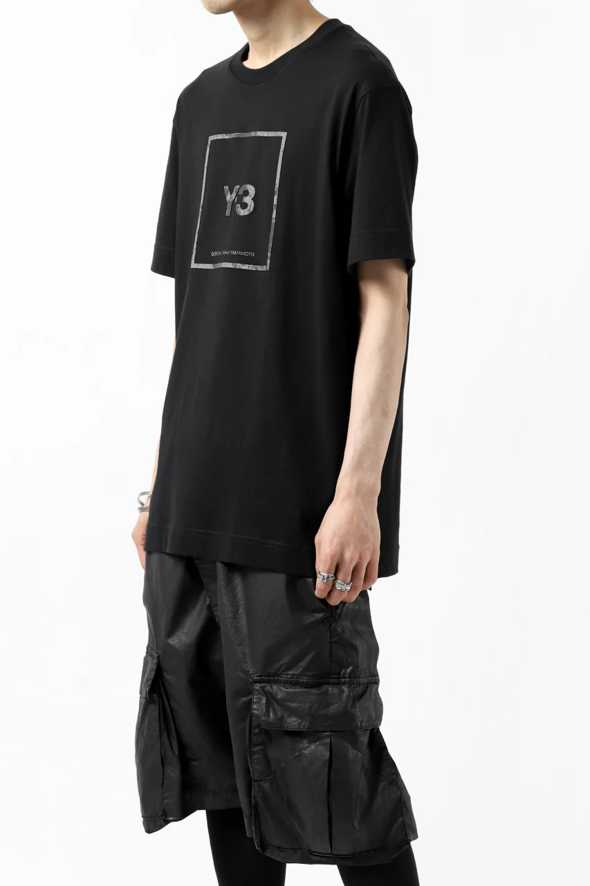 Y-3 Yohji Yamamoto U SQUARE LABEL GRAPHIC SS TEE / REFLECTION LOGO (BLACK) - Image 4
